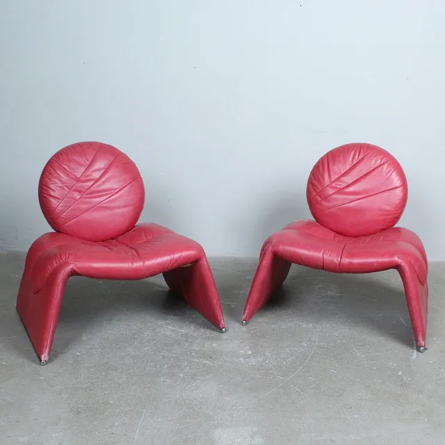 VITTORIO INTROINI. für Saporiti Italia zwei Sessel/Loungesessel, Modell 'Calypso C35', Leder, Metall, verchromt, 1970er Jahre, Italien (2).