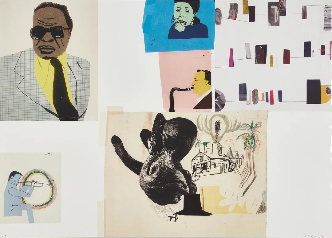 JOCKUM NORDSTRÖM (Sverige, född 1963), "Jazz", signerad JOCKUM, numrerad 19, fine art print. — Engravings & Prints — Crafoord Auktioner Stockholm