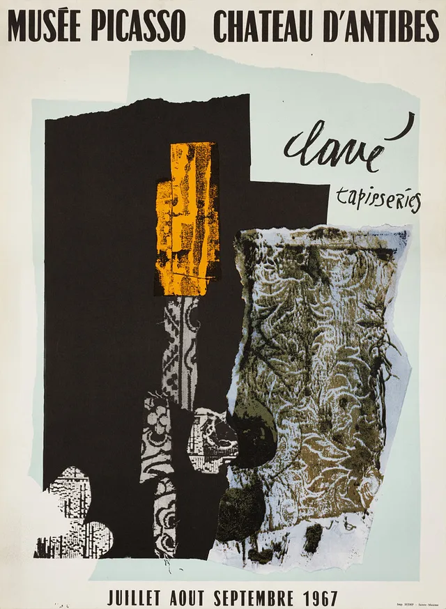 ANTONI CLAVÉ (1913-2005). "Tapisseries", Musée Picasso, Château d´Antibes 1967, litografisk utställningsaffisch.