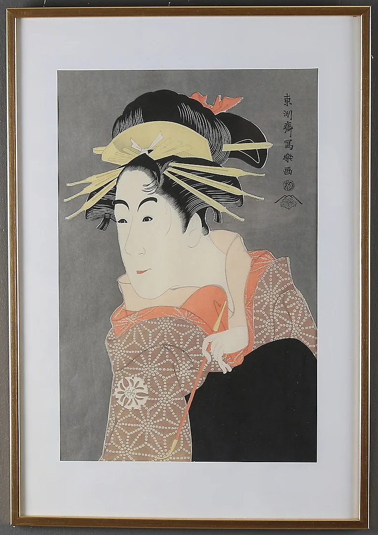 KITAGAWA UTAMARO. EFTER. Geisha, träsnitt, träsnitt, Japan. 1900-tal. — Engravings & Prints — Stadsauktion Sundsvall