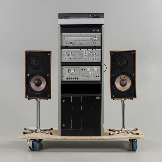 STEREO Akai, med möbelrack, Japan, 1970-tal.