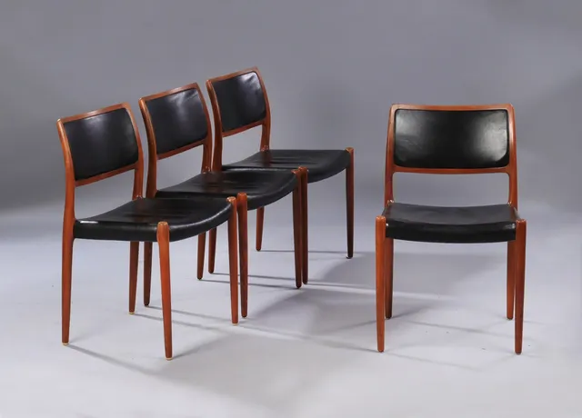 N.O. Moller. Set of four teak dining chairs, model 80 (4)