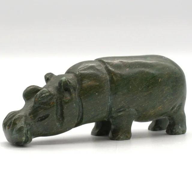 MALACHIT, SKULPTUR, ALS PLASTISCHES NILPFERD, HANDGESCHNITZT 20. JAHRHUNDERT. SHONA-ART.