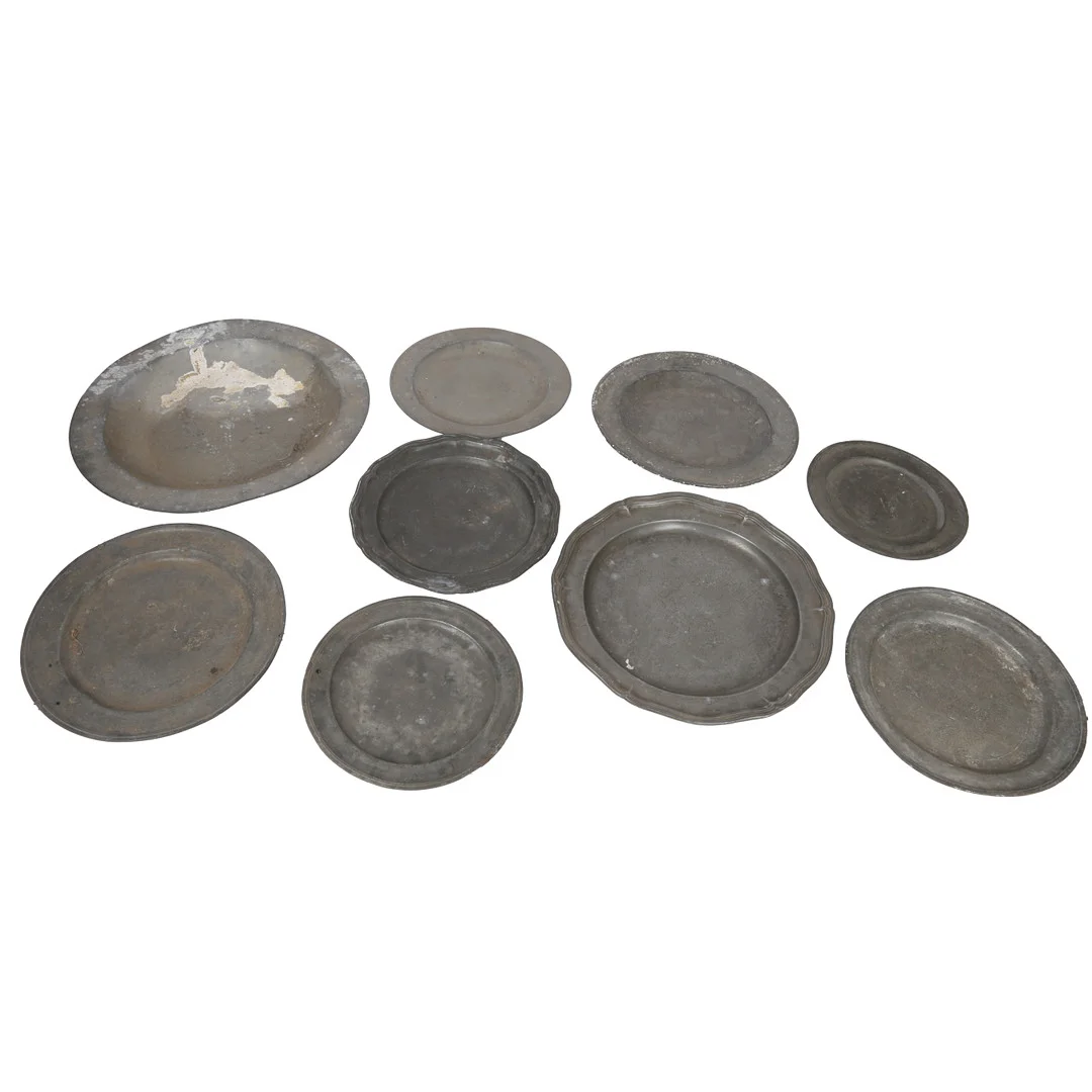 PEWTER PLATES AND CHARGERS (9). — Pewter, Brass & Copper — Bishop & Miller