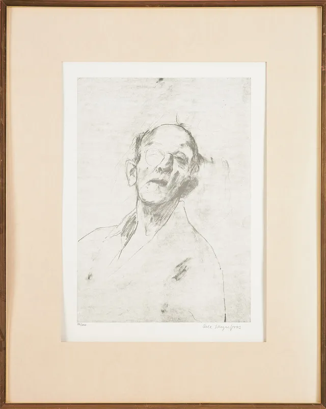 OLLE SKAGERFORS. Självporträtt, grafiskt blad, 52/200, signerad.