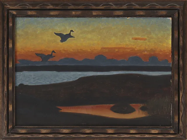 IVAN HUMBLA. "Lyftande änder", olja på pappannå, sign.