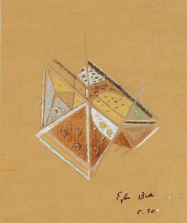 Untitled. Signed Ejler Bille, c. 50 (apparently post-dated). Crayon on cardboard. 47×38 cm.