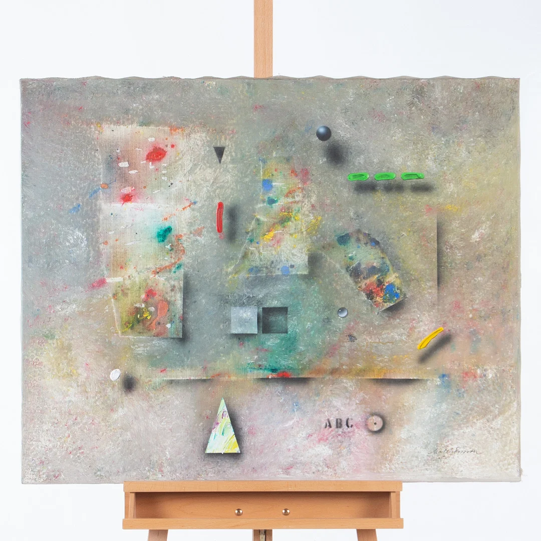 MATS MÅNSSON. Olja på duk, komposition. — Paintings — Laholms Auktionskammare