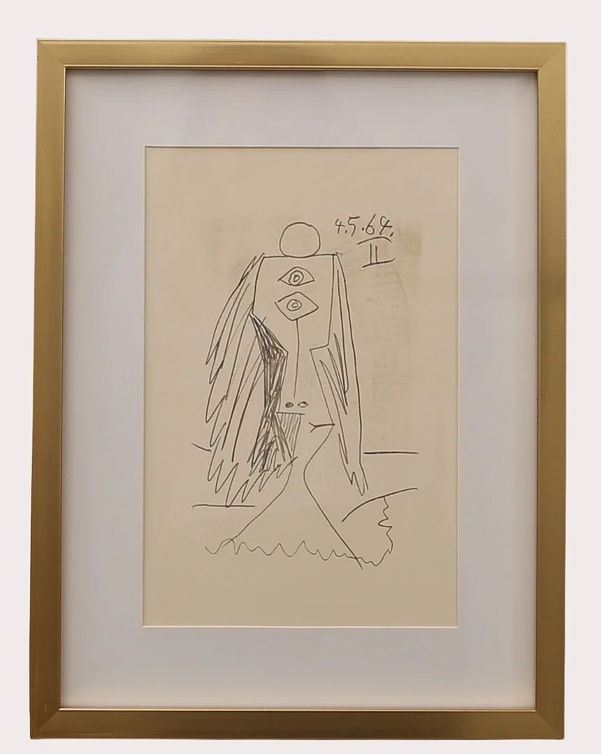 PABLO PICASSO. Efter, litografi , märkt 4.5.64 II ur "LE GOUT DU BONHEUR" , Schünemann år 1970. Nr 403. — Engravings & Prints — Limhamns Auktionsbyrå