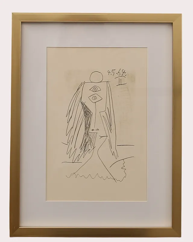 PABLO PICASSO. Efter, litografi , märkt 4.5.64 II ur "LE GOUT DU BONHEUR" , Schünemann år 1970. Nr 403.