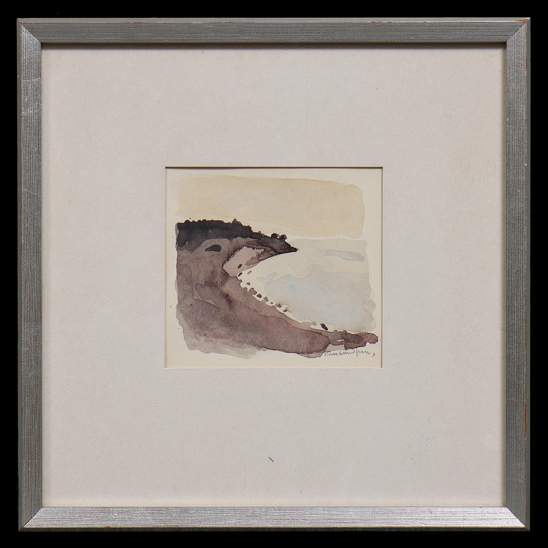 STURE LUNDGREN. AKVARELL "GILLBERGA" SIGNERAD, INGLASAD, TEXT A TERGO. — Paintings — Auktionskammaren Sydost Kalmar