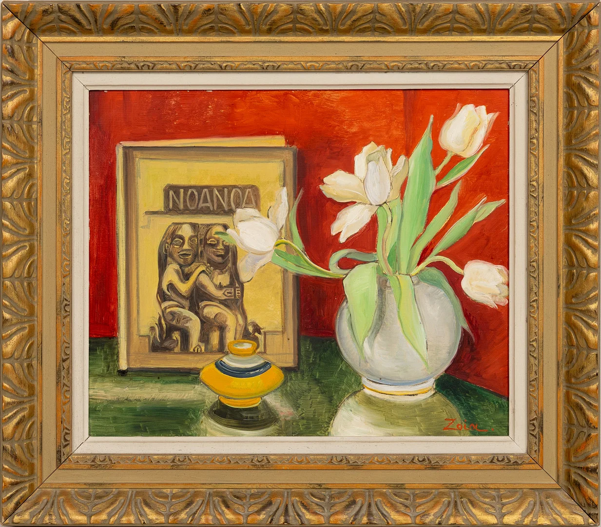 ZOIA KRUKOVSKYA LAGERKRANS. Stilleben med tulpaner, olja på pannå, signerad. — Paintings — Auktionshuset Kolonn