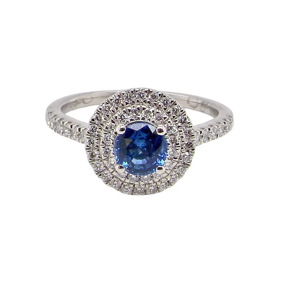PLATINUM SAPPHIRE & DIAMOND RING. — Rings — Chalkwell Auctions