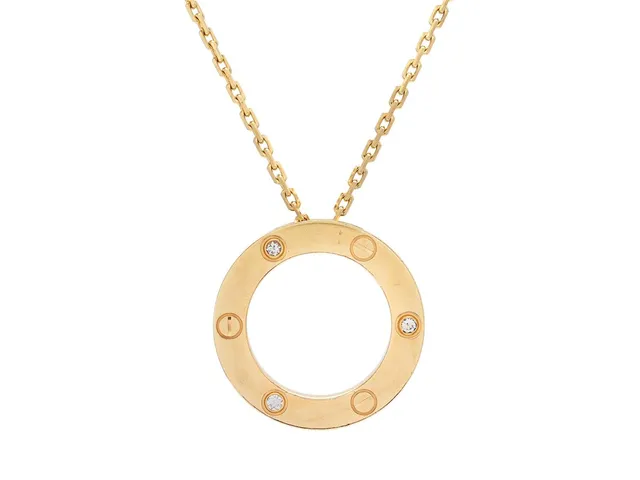 CARTIER, collier, Love, 18K guld, briljantslipade diamanter 0,07 ctv, serienr PK1401, diameter 23,5 mm, längd 42,5 cm, vikt 13,3 g, visst slitage, smyckespåse, certifikat.