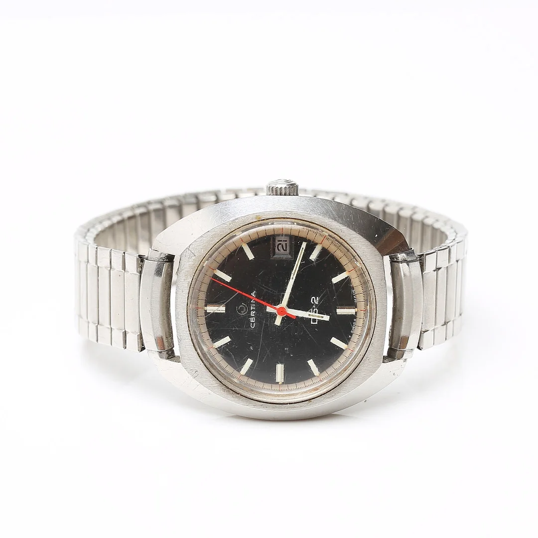 CERTINA DS-2, armbandsur, manuell, cal. 25-661, stål, 1970-tal. — Wristwatches — Auktionshuset Kolonn