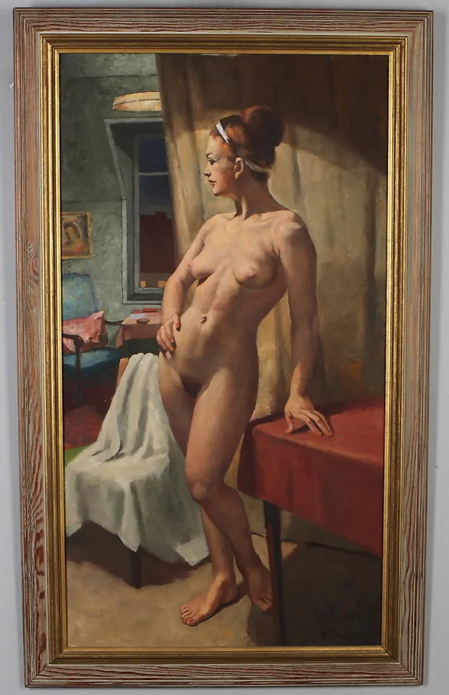 PHILIPPE DE ROUGEMONT. Kvinnostudie, olja på duk, signerad.
