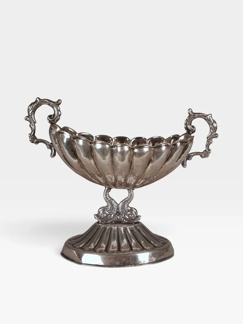 Salero de pellizco con dos asas en plata. — Silver — Barcelona Auctions