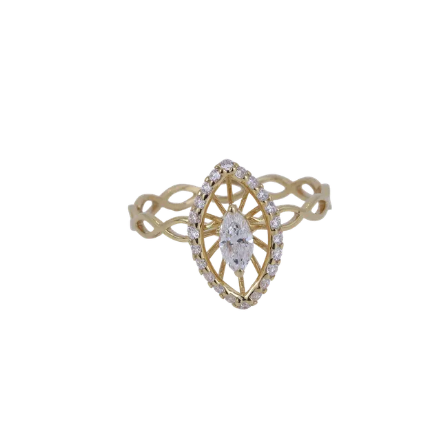 9CT GOLD LAB DIAMOND RING.