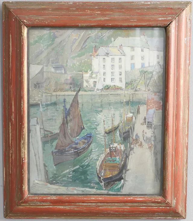 CIRCLE OF JOHN ANTHONY PARK (1880-1962). FISHING BOATS IN A CORNISH HARBOUR.
