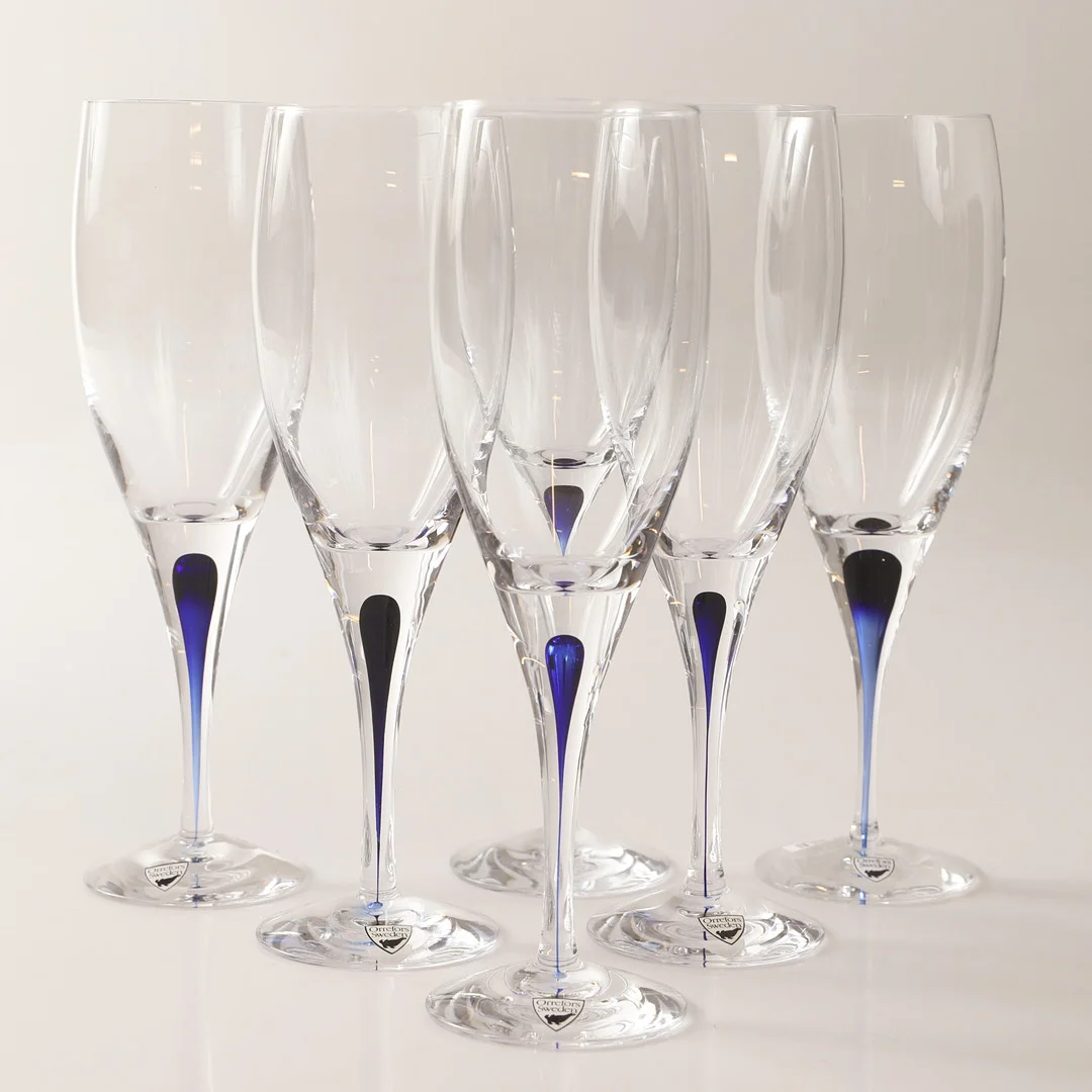 ERIKA LAGERBIELKE. Vinglas, 6 stycken, "Intermezzo", Orrefors. — Utility glass — Helsingborgs Auktionskammare