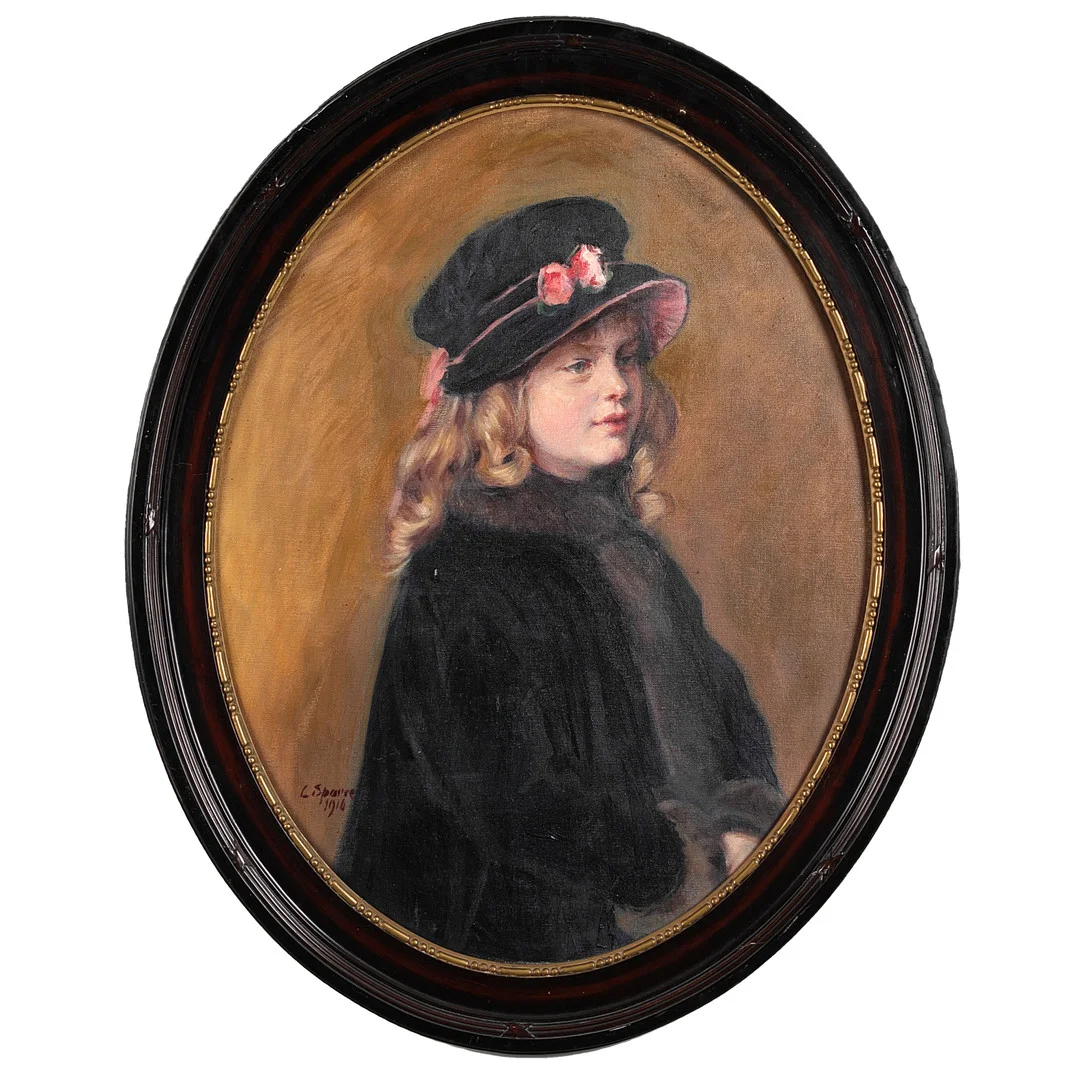 LOUIS SPARRE (1863-1964): Flickporträtt, förställande Henny signerad och daterad L.Sparre 1916, olja på duk. — Paintings — Crafoord Auktioner Stockholm