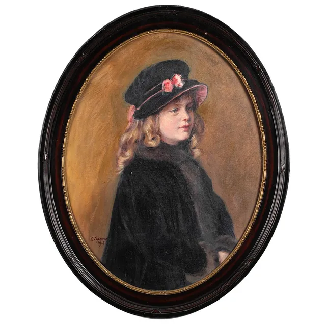 LOUIS SPARRE (1863-1964): Flickporträtt, förställande Henny signerad och daterad L.Sparre 1916, olja på duk.