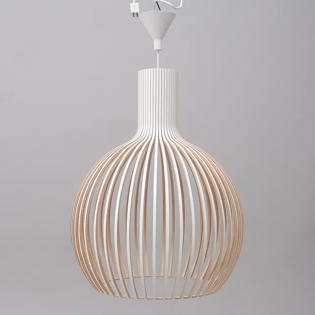 SEPPO KOHO. TAKLAMPA, VITLACKERAD BJÖRK, "OCTO 4240", FÖR SECTO DESIGN, FINLAND.