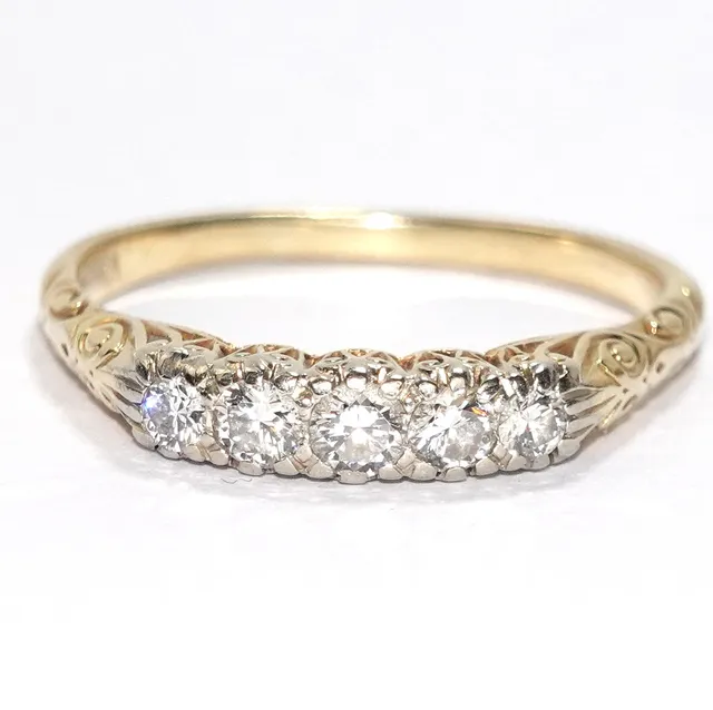 Ring 585 Gold Artdeco Diamanten.