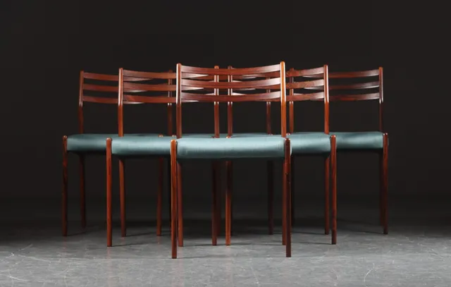 Dansk møbeldesign. Sæt på seks stole af palisander, 1960'erne (6)