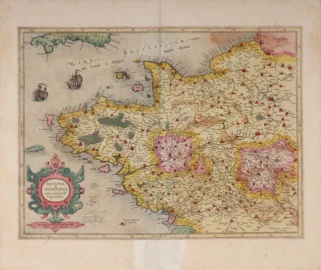 Gerhard Mercator. Map of Brittany and Normandy, 'Britannia & Normandia', 1609