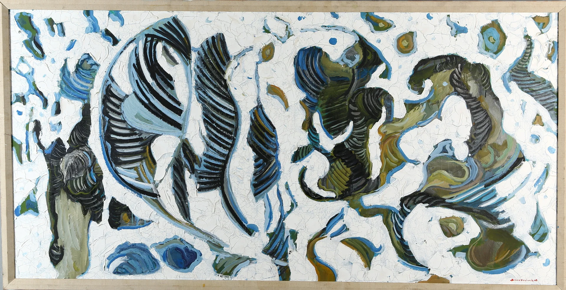 STURE HAGLUNDH. "Figuralt i Vitt", olja på duk, signerad och daterad -68. — Paintings — Auktionshuset Kolonn
