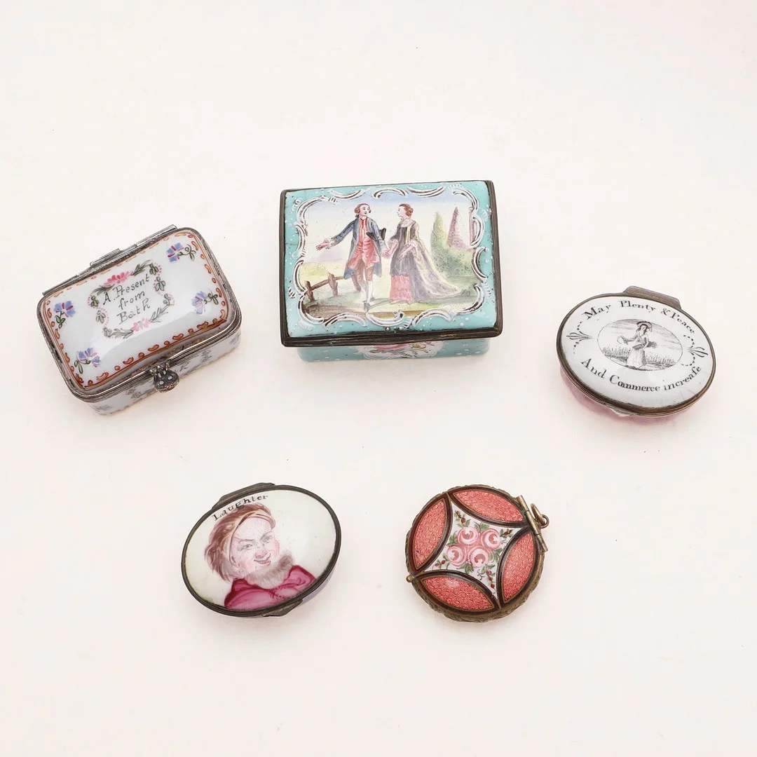 THREE STAFFORDSHIRE ENAMEL BOXES. — Silver — Lawrences Auctioneers