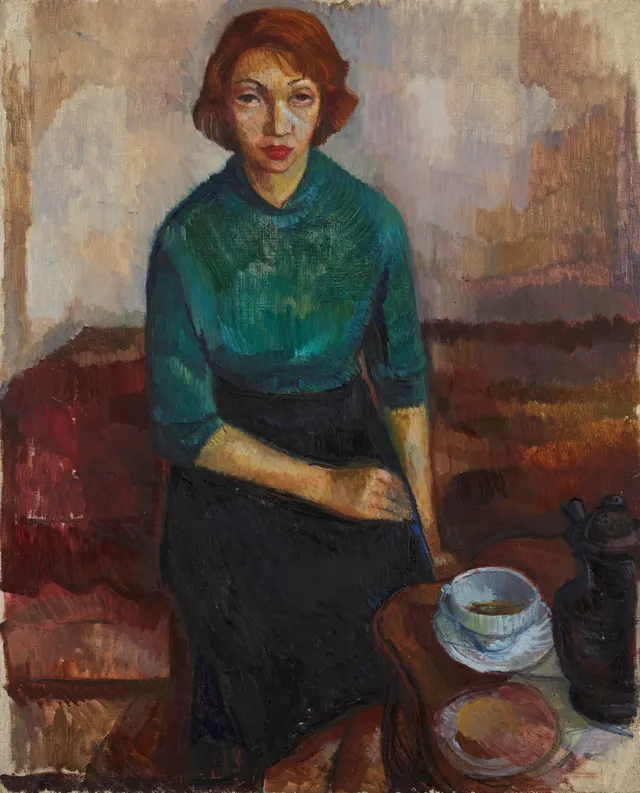 MONICA BRATT (1913-1961). Damporträtt, olja på duk, osignerad.