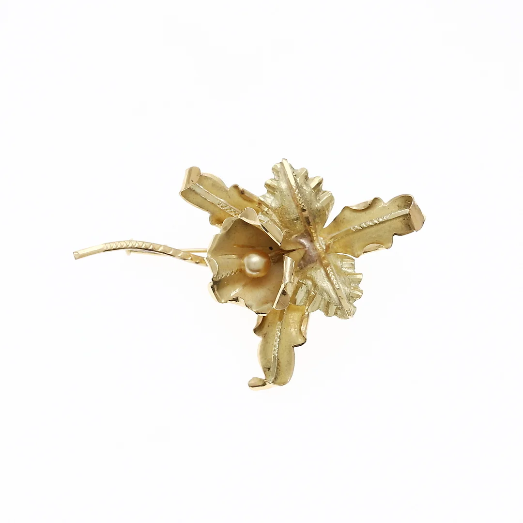 Gold orchid-shaped brooch, first half of the 20th Century. — Brooches & Pendants — Balclis