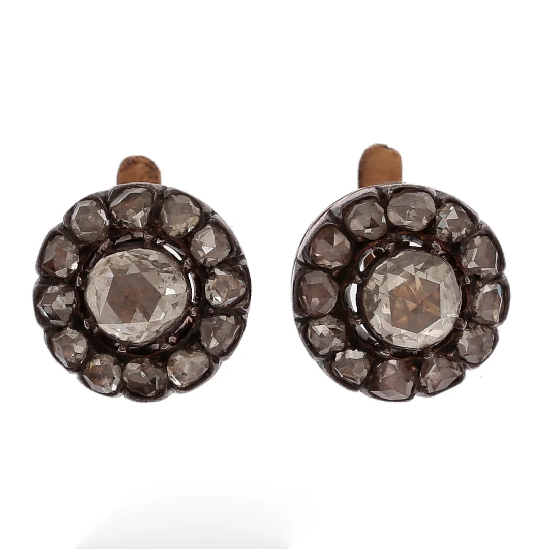 Diamonds rosette earrings, 19th Century. — Earrings — Balclis