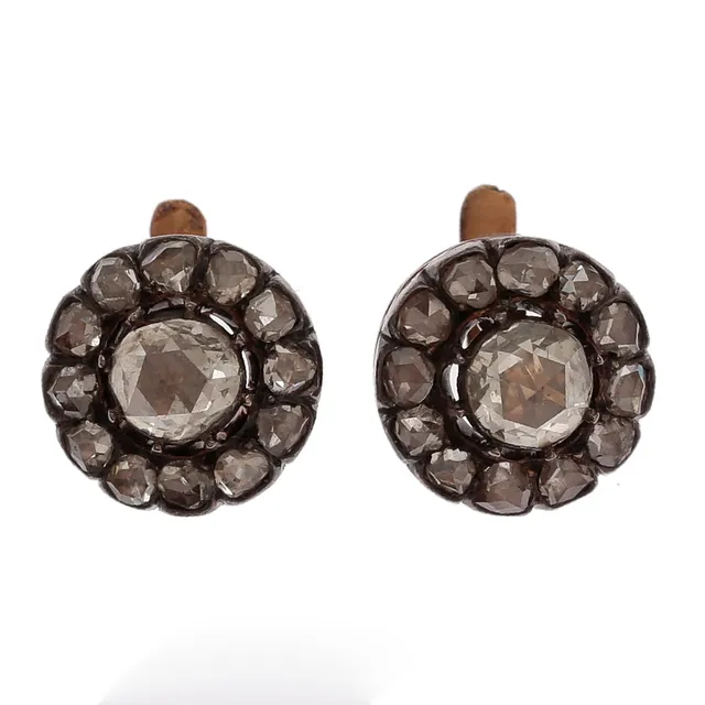 Diamonds rosette earrings, 19th Century.