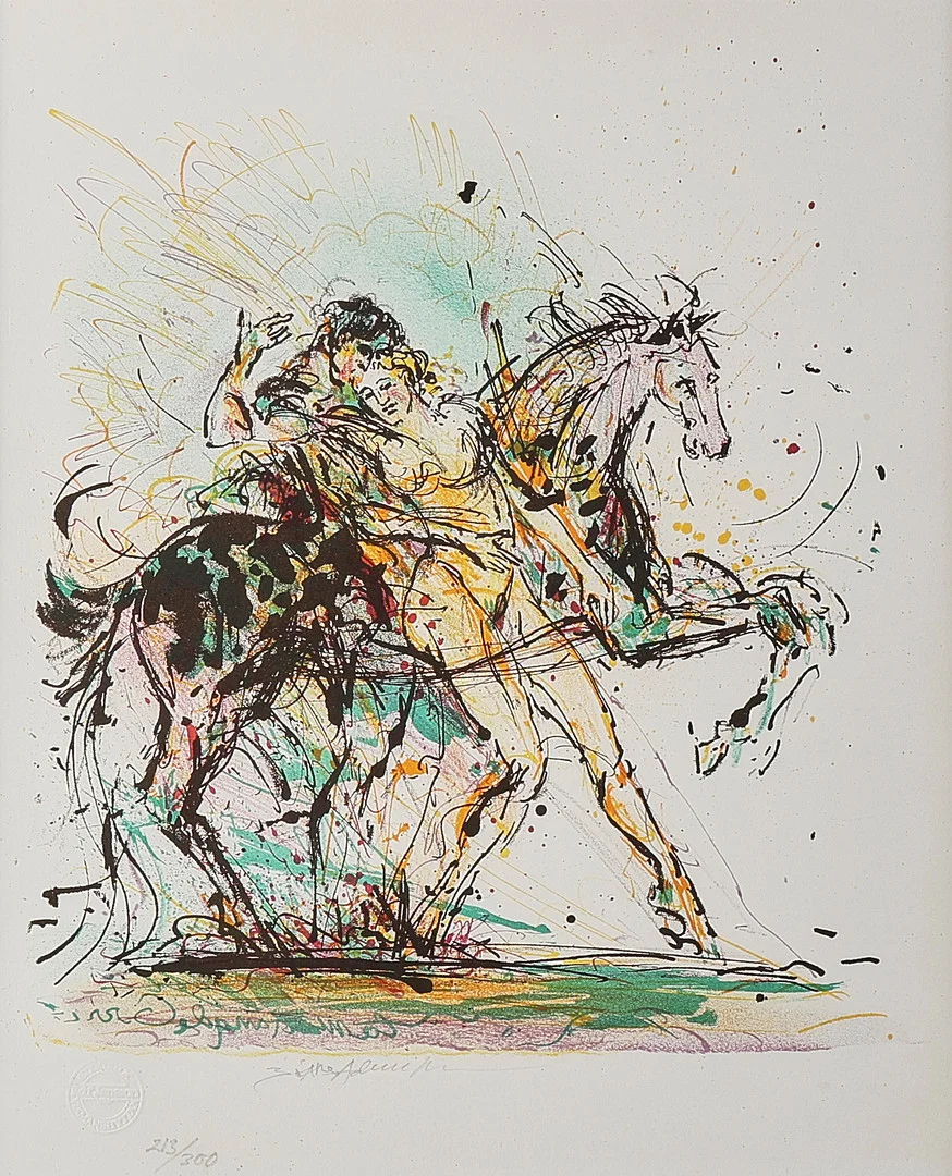 BO ÅKE ADAMSSON. FÄRGLITOGRAFI, Par & häst. — Engravings & Prints — Metropol Auktioner