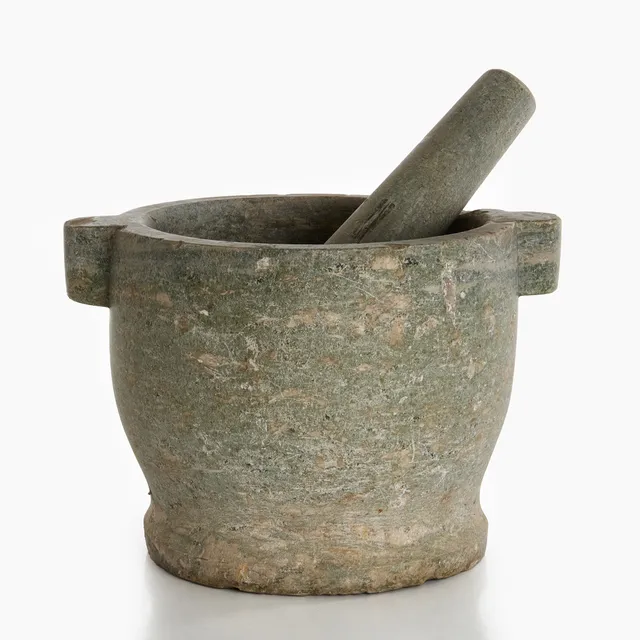 MORTEL, med stöt, stor, kolmårdsmarmor, 1800-tal.