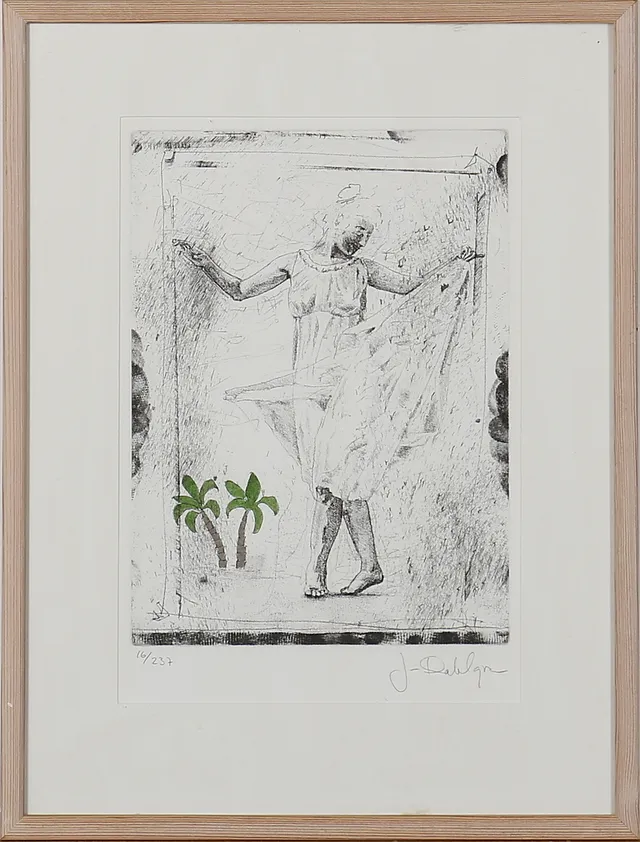 JAN DAHLGREN. Etsning. Handkolorerad "Dans" Signerad J. Dahlgren. Numrerad 46/237.