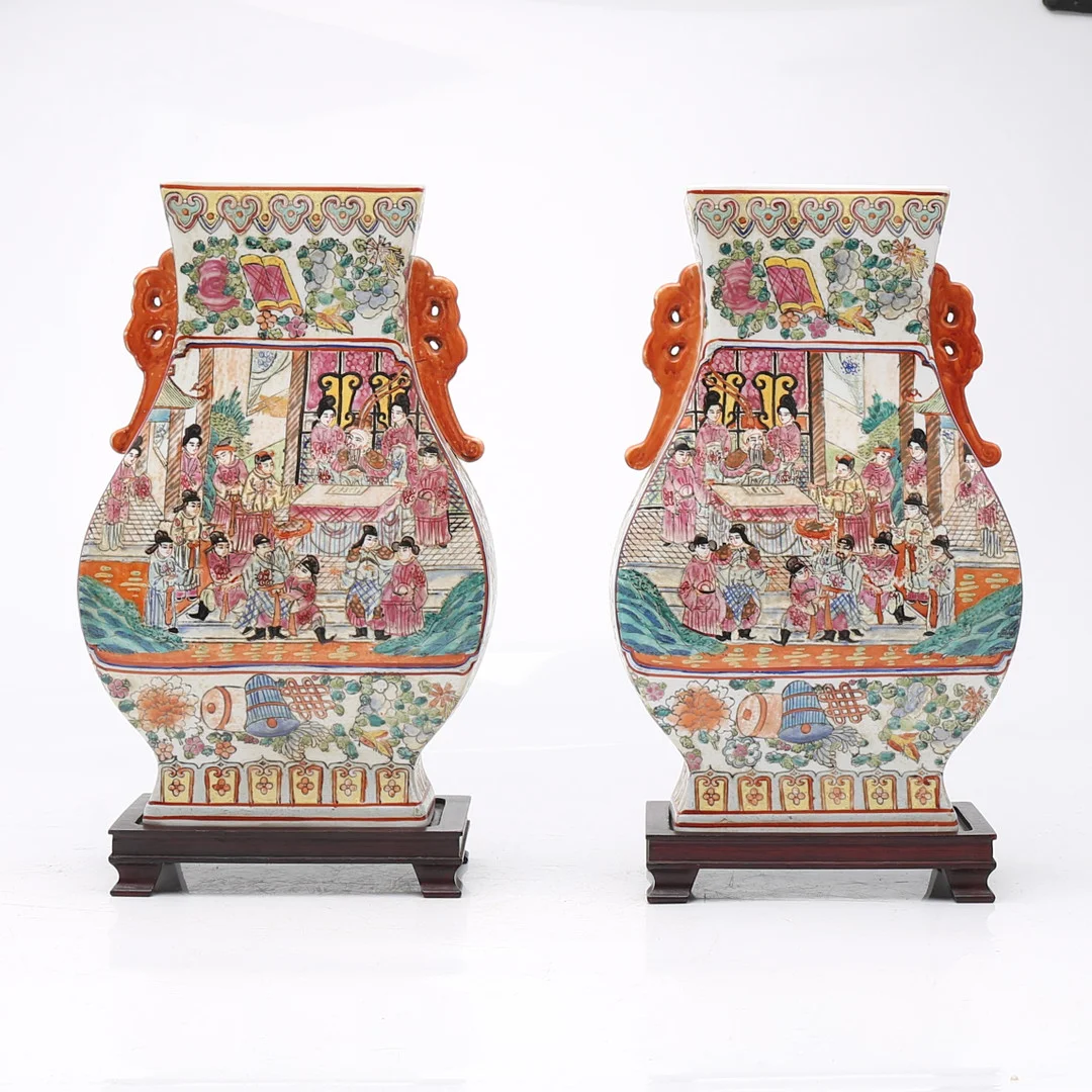 Pair of Chinese vases in rose family porcelain, second half of the 20th Century. — Oriental — Balclis
