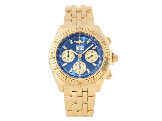 BREITLING, Crosswind Special, "Tachymetre", Chronometre, Cal 44 (ETA 2892A2), Verk nr. 412599, Serie nr. 412599 / 0764, Ref nr. K44355, Boett nr. 0401 B3, kronograf, herrur, 43,7 mm, 18K guld, automatisk, safirglas, stort datum, Pilotlänk (Special 18K guld), viklås, Ref nr. 341K, totalvikt 280,4 gram, Chronometercertifikat, ca 2001, box, ytterkartong.