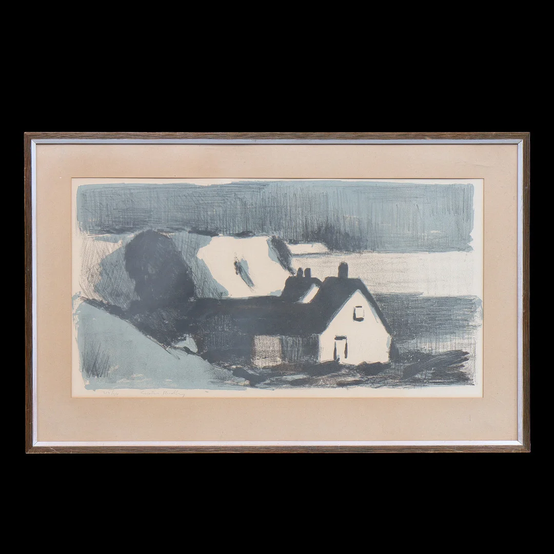 GUSTAV RUDBERG. LITOGRAFI 212/310, SIGNERAD, INGLASAD. — Engravings & Prints — Auktionskammaren Sydost Kalmar