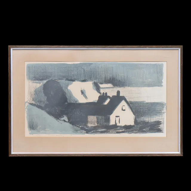 GUSTAV RUDBERG. LITOGRAFI 212/310, SIGNERAD, INGLASAD.