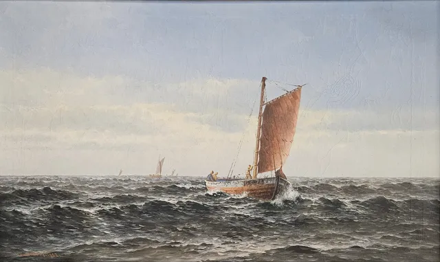 THERESIA SANDSTRÖM. Segelbåtar. Olja på duk, signerad Th. Sandström och daterad 1922.