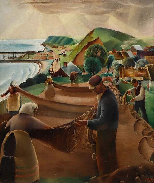GERHARD WIHLBORG. "Före fiskefärden", Kåseberga. Olja på duk. Utförd 1927.