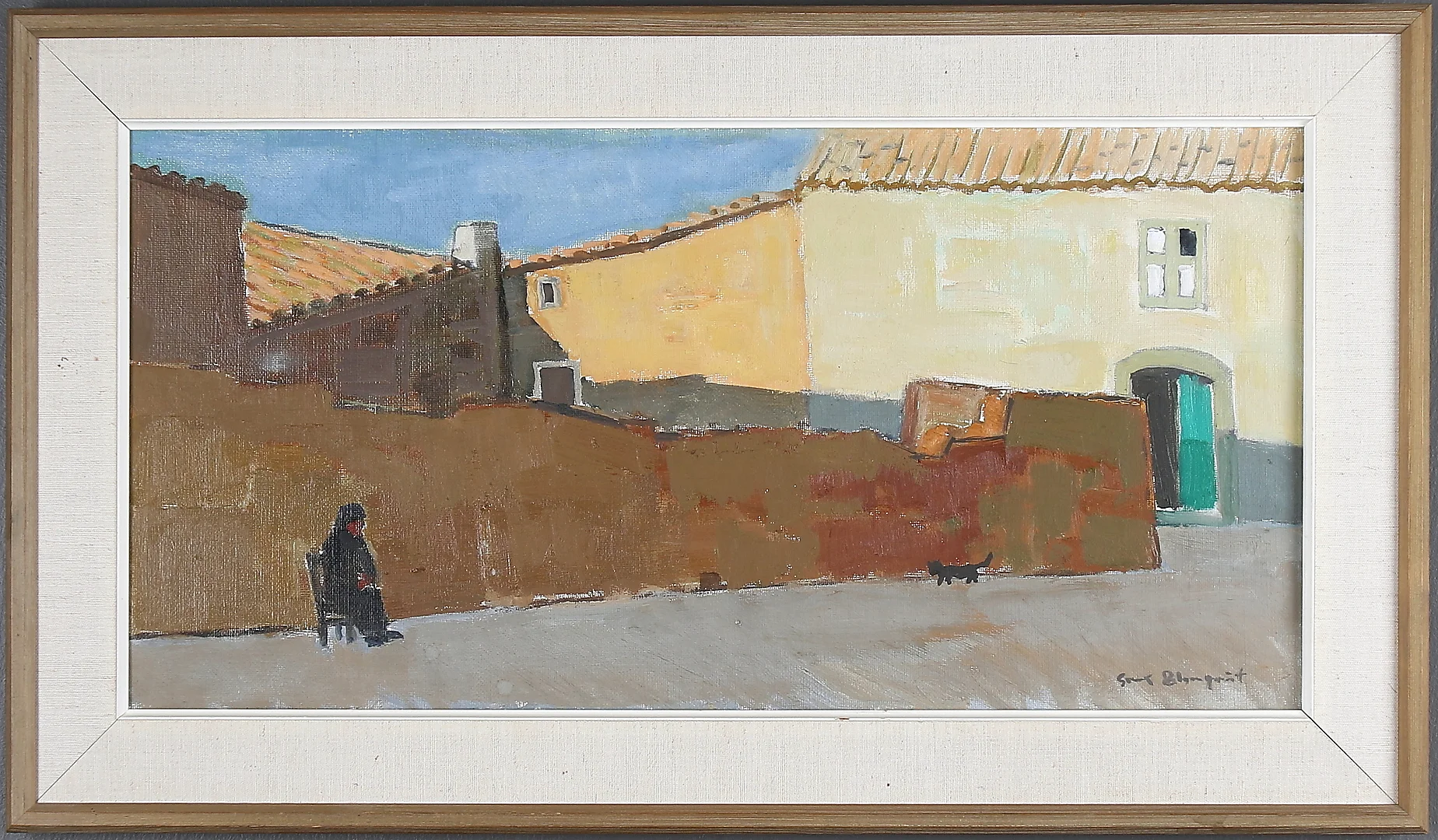 SUNE BLOMQVIST. Olja på duk, "Bakgård i Cantara (Sevilla)". Signerad. — Paintings — Stadsauktion Sundsvall