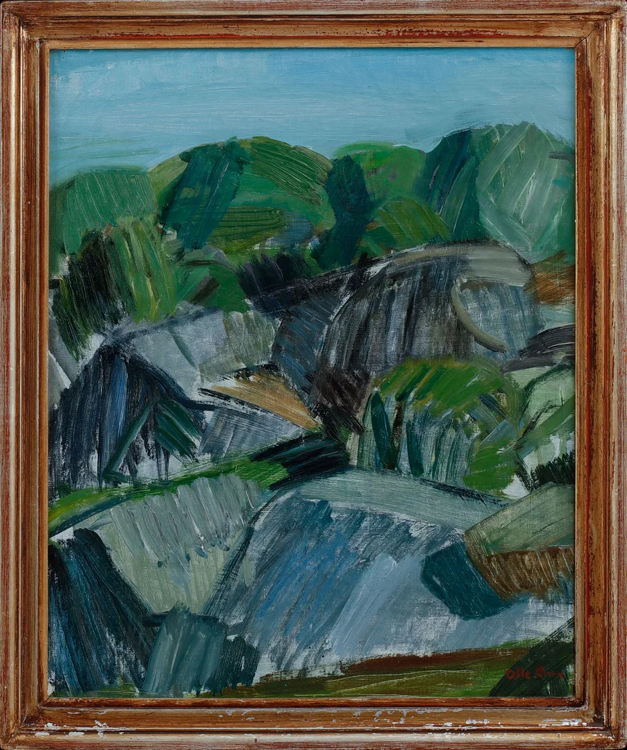 OLLE PETTERSSON. "Bergsparti, Koön", olja på duk, signerad. — Paintings — Göteborgs Auktionsverk