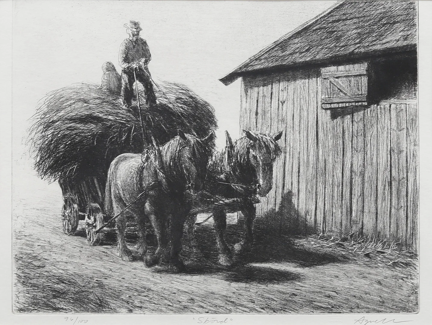 OLLE AGNELL. Skörd, etsning, signerad och numrerad. — Engravings & Prints — Garpenhus Auktioner