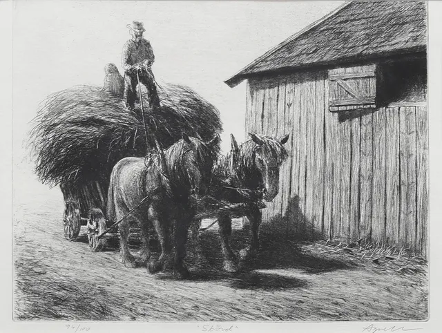 OLLE AGNELL. Skörd, etsning, signerad och numrerad.