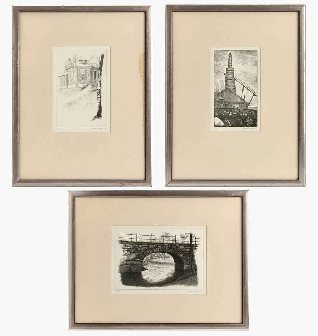 RAGNAR LINDÉN (1919-1989). Etsningar, 3 st, signerade och daterade 1978, numrerade 173/210. — Engravings & Prints — Crafoord Auktioner Stockholm